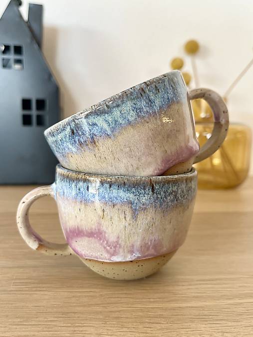 Nádoby - Cappuccino šálka (fialovo-modrá) (Bez podšálky) - 17538490_