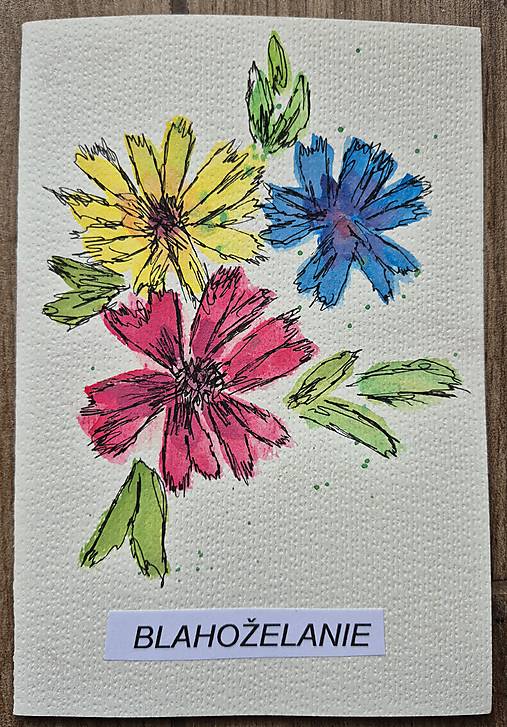 Papiernictvo - Pohľadnica pestré kvety + obálka  - 17538804_