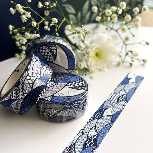 exkluzívna japonská washi páska Morské vlny sashiko