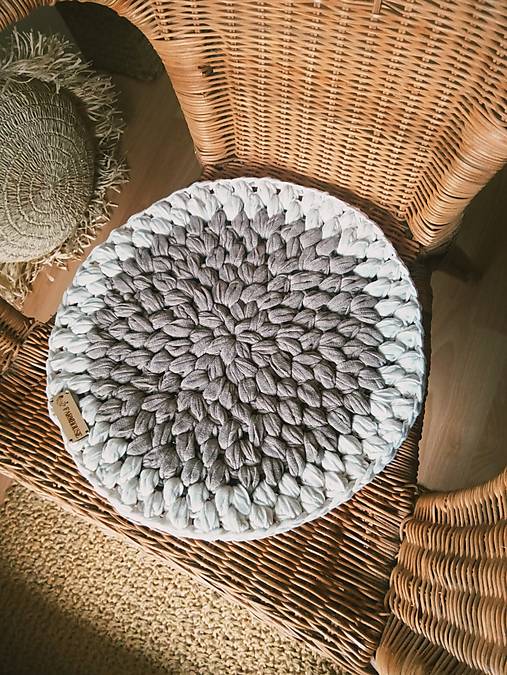 Úžitkový textil - Podsedák okrúhly hnedá krémová - 17539909_