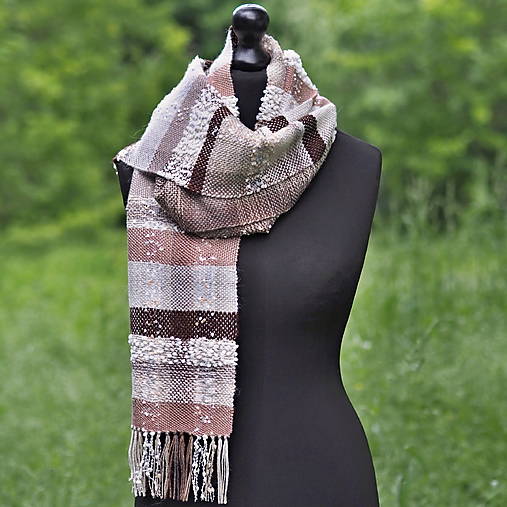 Šály a nákrčníky - RUČNĚ TKANÝ ŠÁL - SYLVA - 17540787_