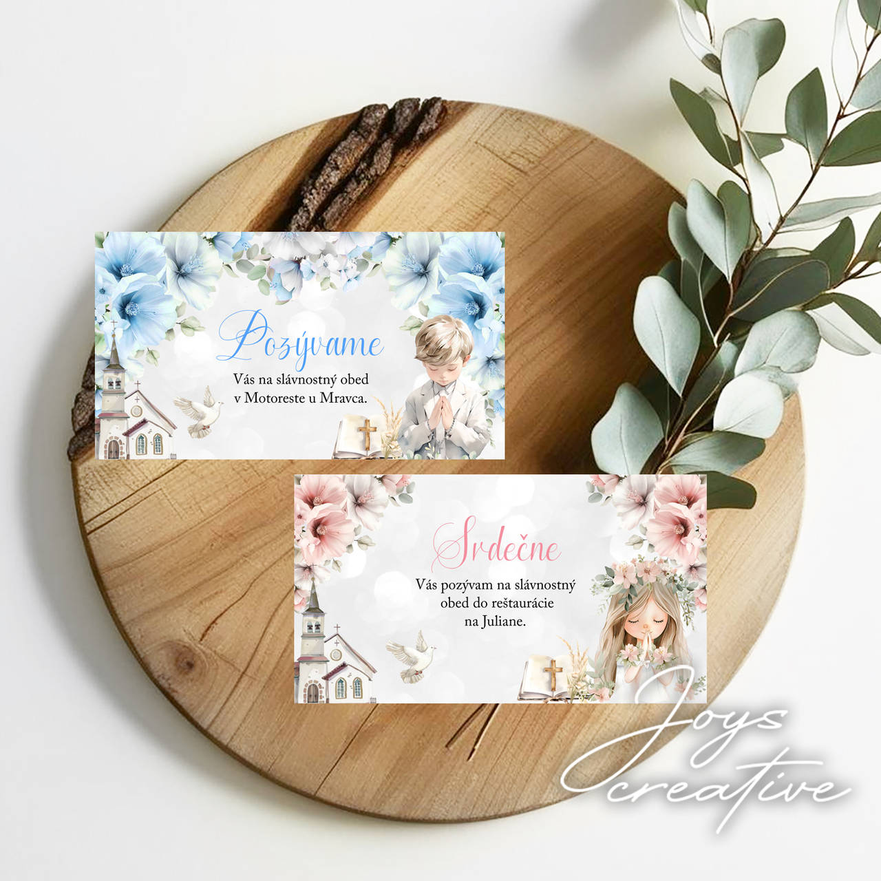 Pozvánka na 1. sväté prijímanie s chlapčekom B07 (pozvánka na obed (dizajn doladím pozvánke))