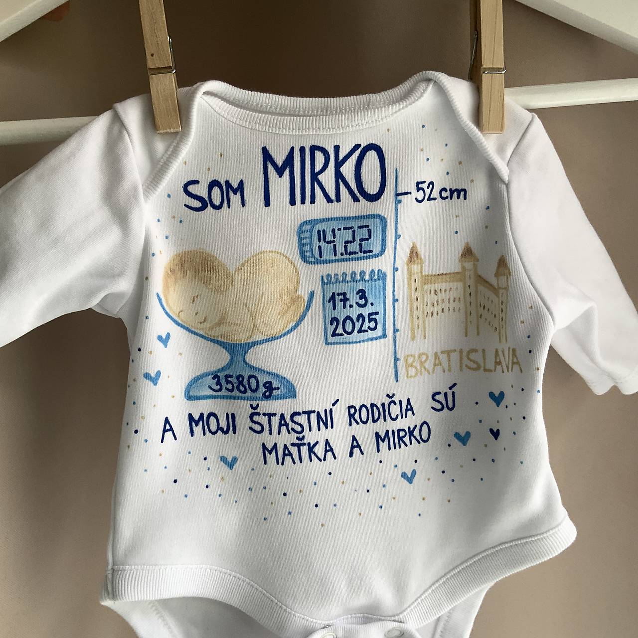 Originálne maľované body k narodeniu bábätka (chlapčenské 2)