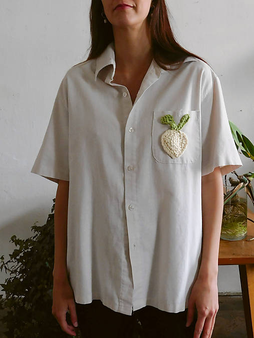 Blúzky a košele - Radish Pocket upcyklovaná košeľa - 17540950_