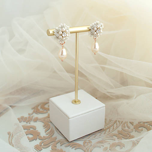 Vintage perlové náušnice (Ag925) (Ivory - RoseGold komponenty)