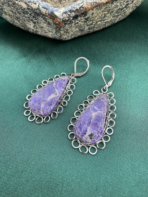 Náušnice - Náušnice charoit - 17543310_