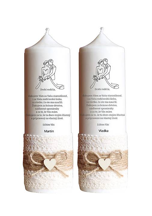 Sviečky - Poďakovanie svadobným rodičom Veľká sviečka s vlastným textom v darčekovej krabičke - 17544554_