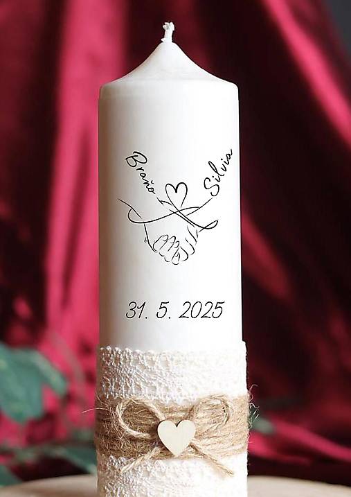 Sviečky - Svadobný dar pre novomanželov Personalizovaný dar sviečka - 17544590_