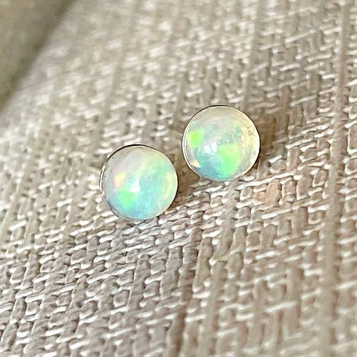 Rainbow Welo Opal AG925 Earrings / Strieborné náušnice s opálmi welo E013