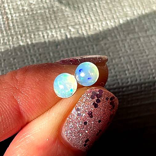 Rainbow Welo Opal AG925 Earrings / Strieborné náušnice s opálmi welo E013