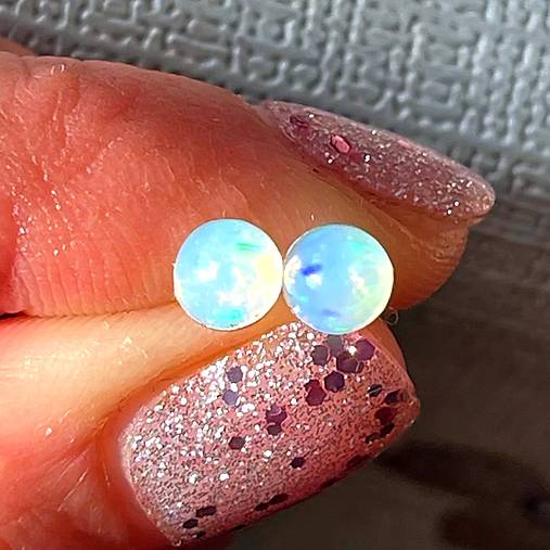 Rainbow Welo Opal AG925 Earrings / Strieborné náušnice s opálmi welo E013