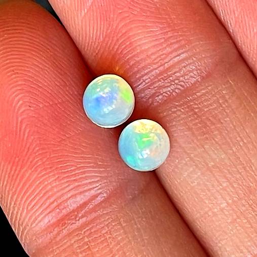 Rainbow Welo Opal AG925 Earrings / Strieborné náušnice s opálmi welo E013