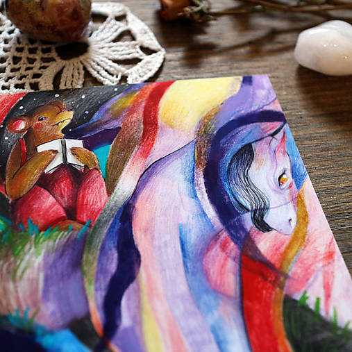 Medveď číta/ print mojej ilustrácie
