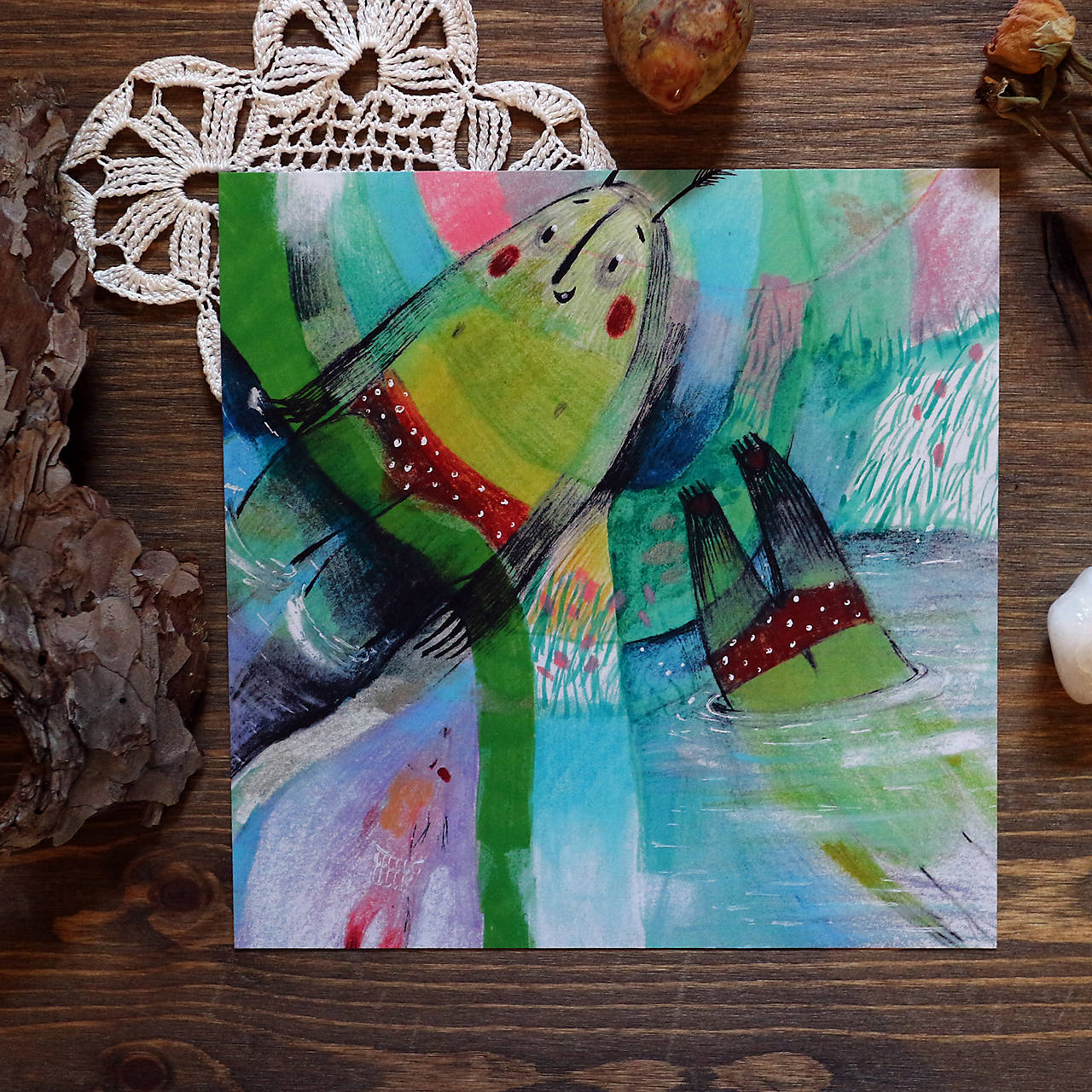 Kúpkanie/ print mojej ilustrácie (30x30cm)