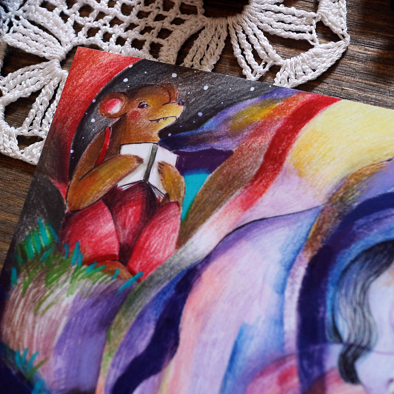 Medveď číta/ print mojej ilustrácie