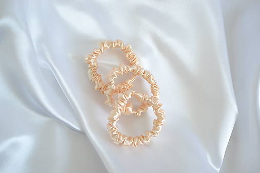 Ozdoby do vlasov - BEIGE MINI scrunchies - 17546955_