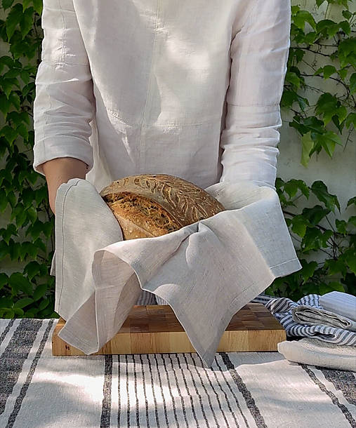 Úžitkový textil - Ľanová utierka (Béžová) - 17547526_