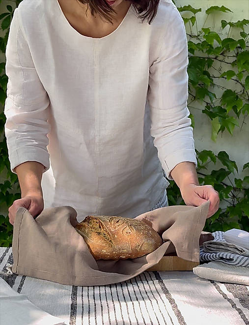 Úžitkový textil - Ľanová utierka (Hnedá) - 17547546_