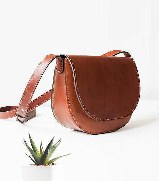 Kabelky - Kožená kabelka SADDLE MIDI | koňaková - 17547844_