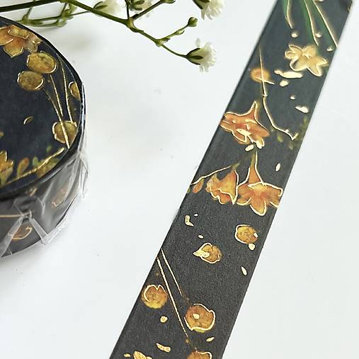 exkluzívna japonská washi páska Ľalie na čiernej
