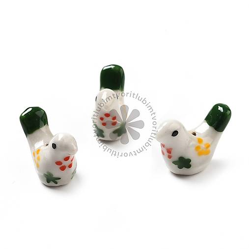 Korálky - (0985) Porcelánová holubica, 12x18 mm - 1 ks - 17549197_