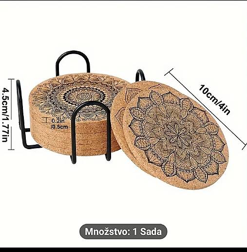 Sada korkových podložiek 8 ks MANDALA so stojanom