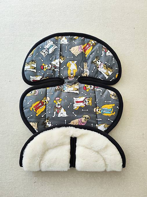 Detský textil - VLNIENKA novorodenecká zmenšovacia vložka do autosedačky Cybex Aton 5 proti poteniu a prechladnutiu  Psíky šedé - 17551520_
