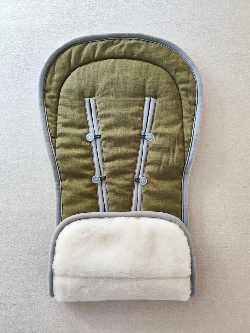Detský textil - VLNIENKA podložka do kočíka THULE  Urban Glide 2 100% MERINO TOP SUPER WASH 100% ľan pickle zelený - 17551611_