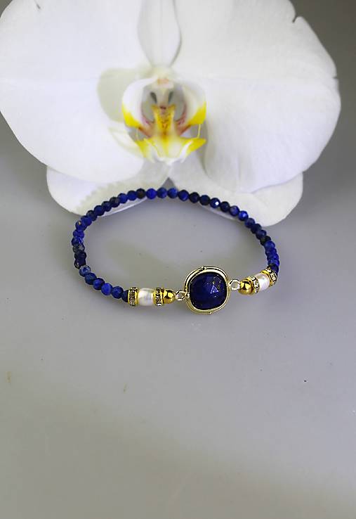 Náramky - lapis lazuli a perly náramok - 17551357_