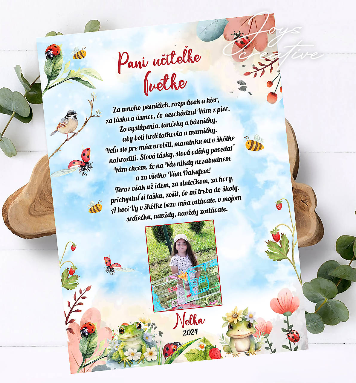 Tabuľka pre pani učiteľku so zámkami,  lienkami a včielkami