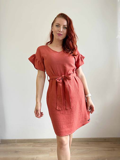 Šaty - Letné mušelínové šaty s volánovými rukávmi - 17552461_