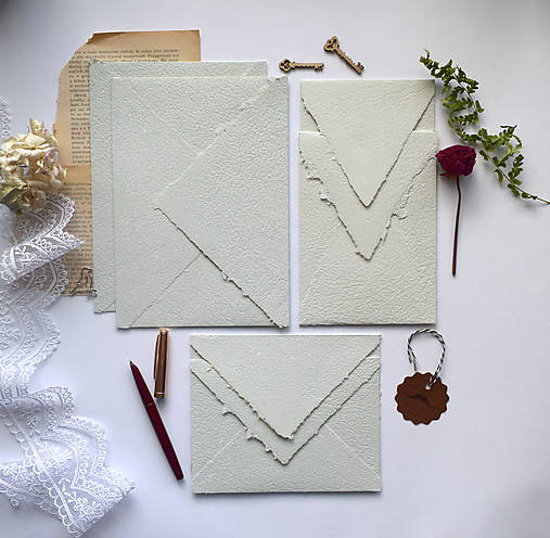 Papiernictvo - Obálka z ručného papiera C6 - Eukalyptus - 17551945_