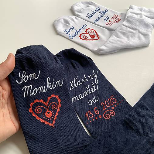 Sada maľovaných ponožiek ako svadobný dar / dar k výročiu svadby