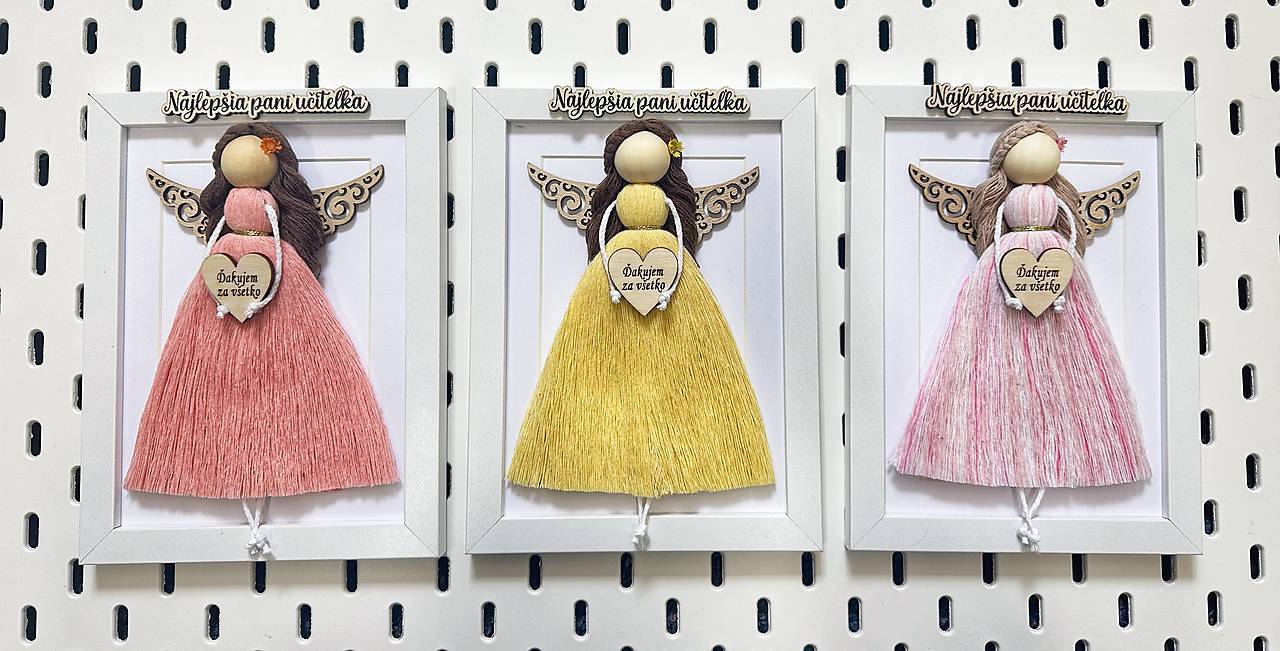 Makramé anjelik pre pani učiteľku