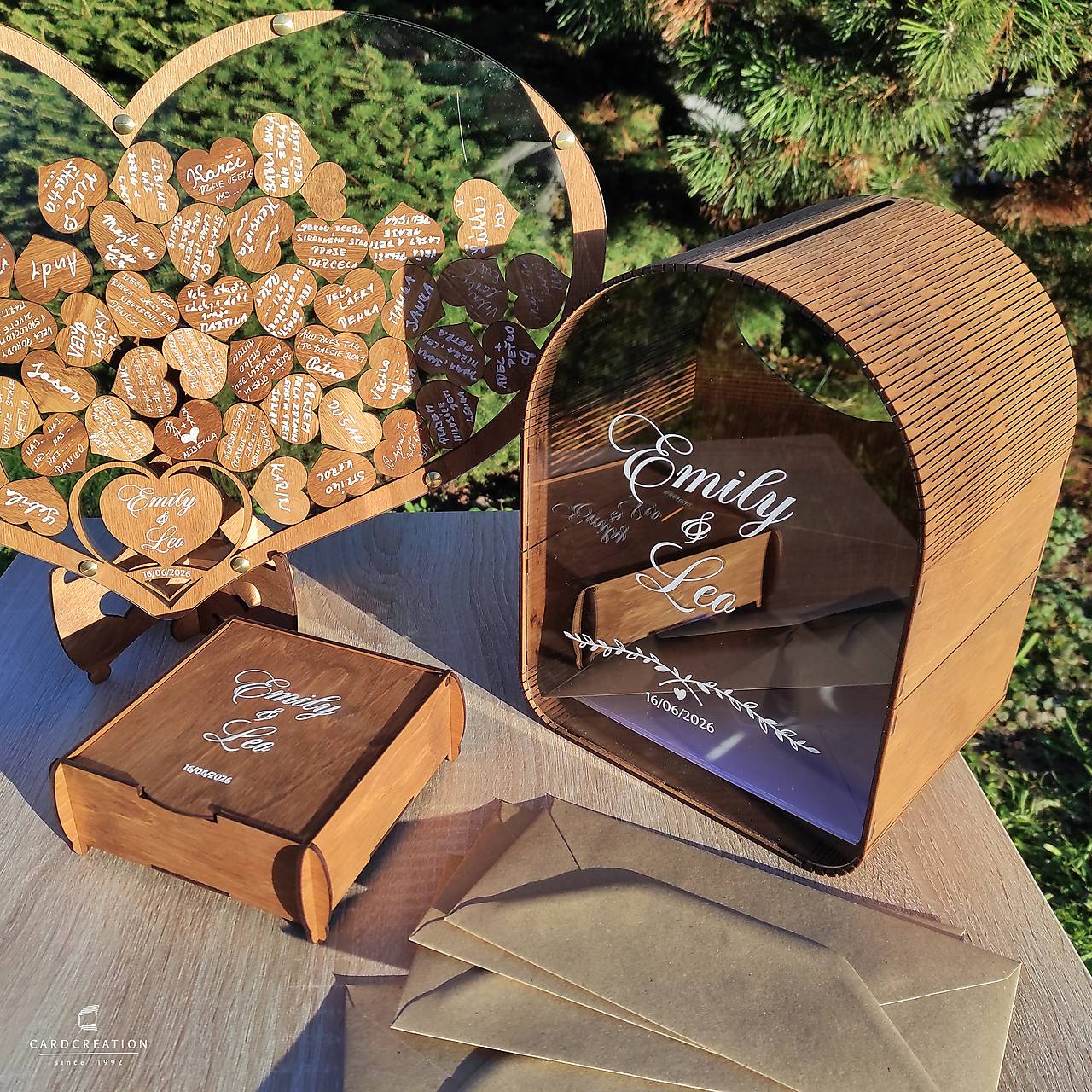 Set drevená kniha hostí srdce krabička 2501-2502