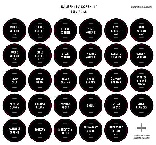 Úložné priestory & Organizácia - Nálepka MINIMAL / čierna (koreninové okrúhle 4 cm) - 17551254_