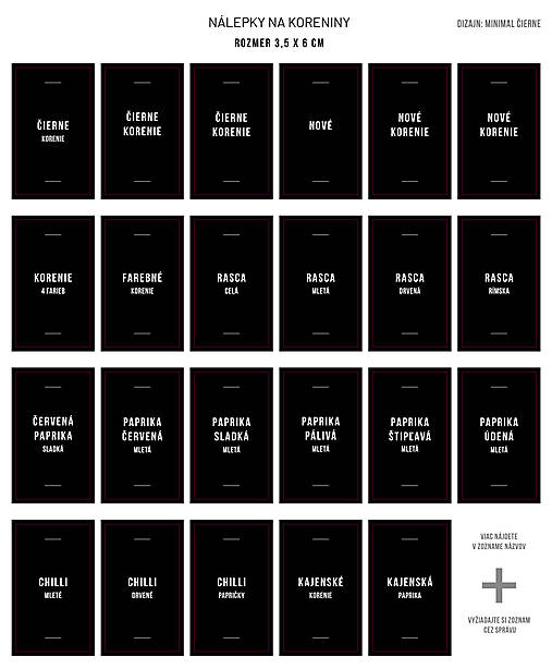 Úložné priestory & Organizácia - Nálepka MINIMAL / čierna (koreninové hranaté 3,5x6 cm) - 17551255_