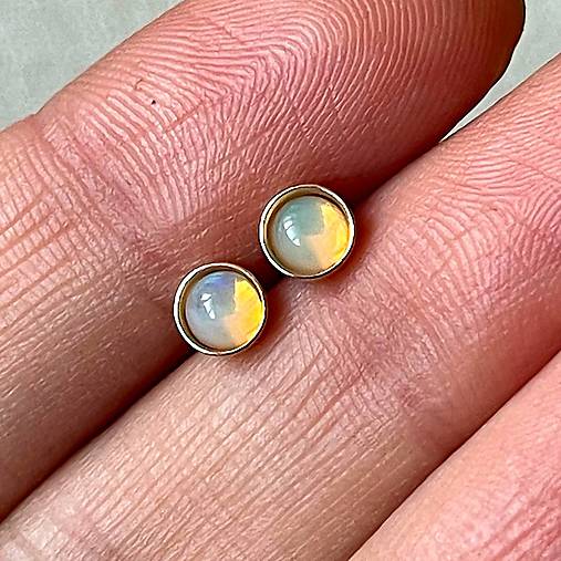 Welo Opal Rose Gold Plated AG925 Earrings / Strieborné náušnice s opálmi pozlátené ruž. zlatom E013