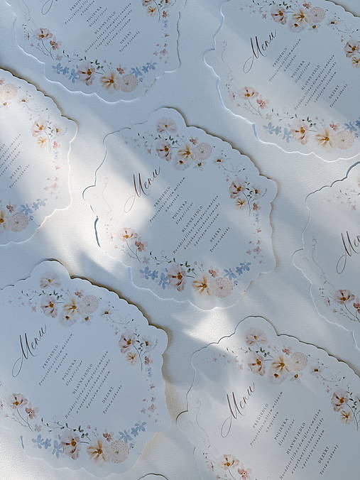 Papiernictvo - Svadobné menu s kvetinovým lúčnym vzorom - 17553022_