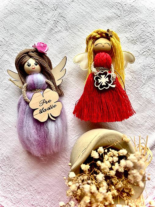 Magnetky - Magnetky- macrame anjeliky pre šťastie - 17553219_