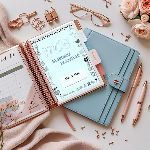 Papiernictvo - Svadobný plánovač pdf. modrá - 17554643_