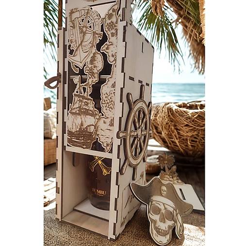 Úložné priestory & Organizácia - Drevená krabička s hlavolamom „pirát„ - 17552748_