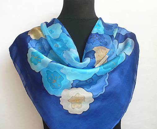 Šatky - Hodvábna šatka Royal Blue. - 17556498_