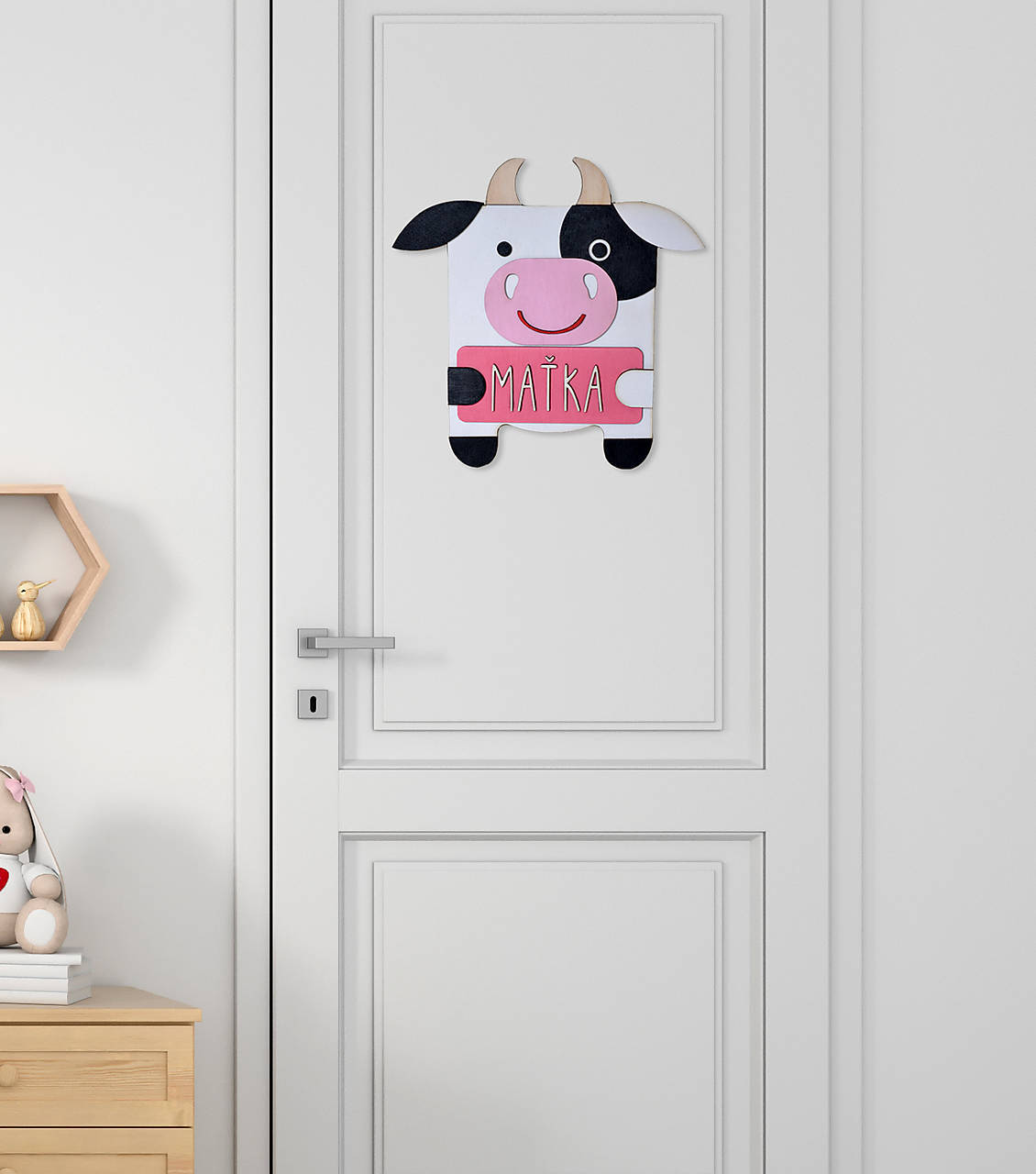 Detská menovka na dvere / do izbičky kravička