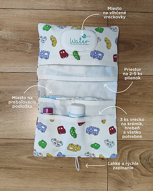 Detské doplnky - Praktický organizér na plienky s autíčkami  - 17557241_
