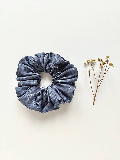 Basic MAXI scrunchie (Modro-sivá)