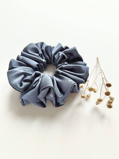 Basic MAXI scrunchie (Modro-sivá)