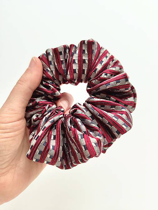 Basic MAXI scrunchie (Červeno-sivá)