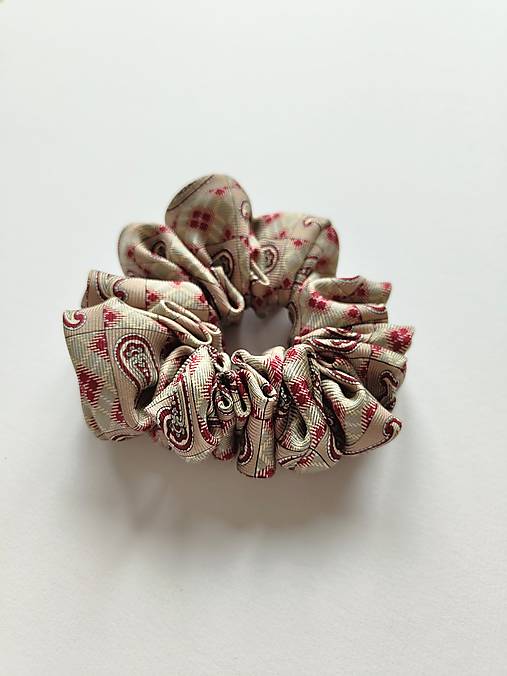 Basic MAXI scrunchie (Béžovo-červená)