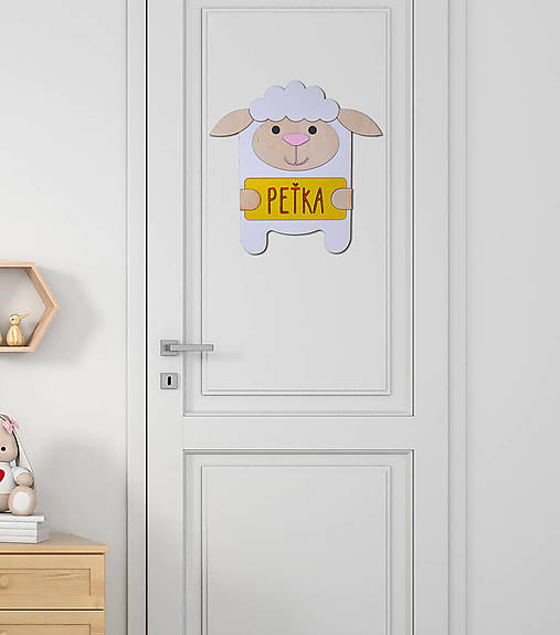 Detská menovka na dvere / do izbičky ovečka (malý rozmer)